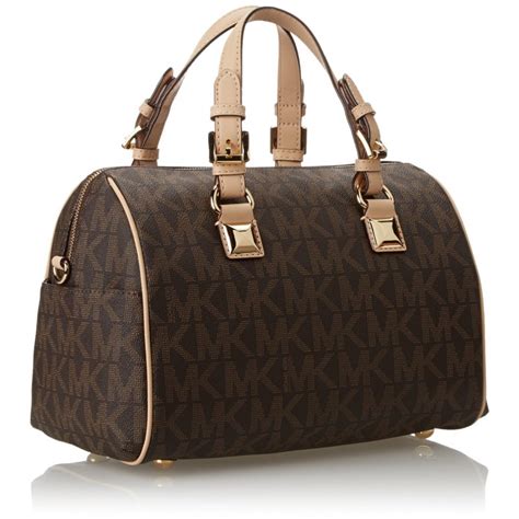 michael kors signature print satchel handbag